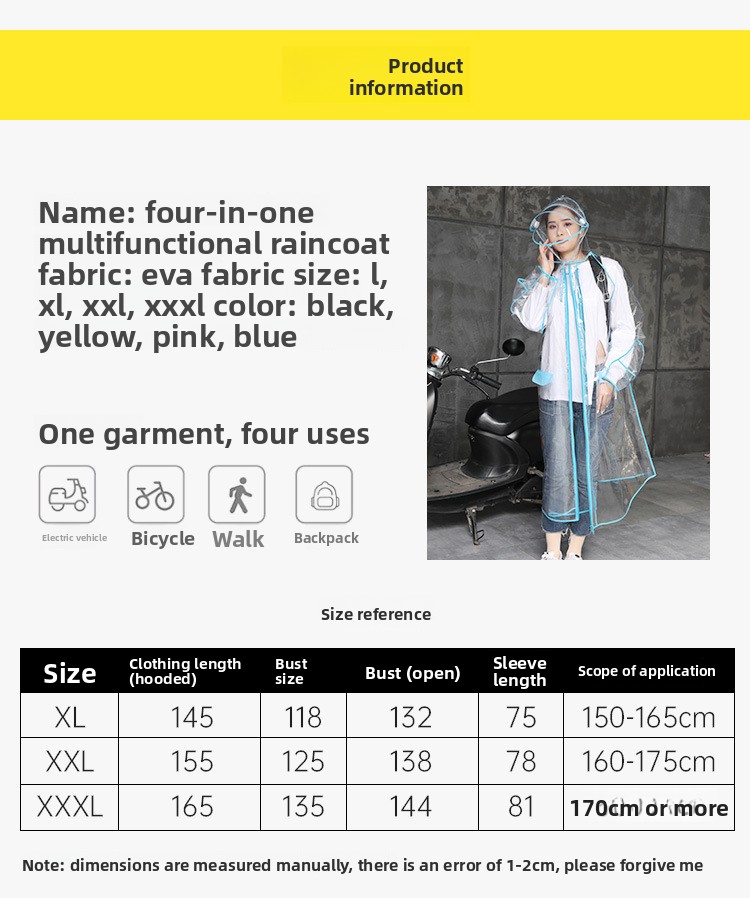 Transparent EVA Rain Poncho Ho - Cycling Commute In Rain review and price